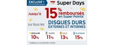 Rakuten: De 10 à 15% remboursés sur tous les disques durs externes et internes