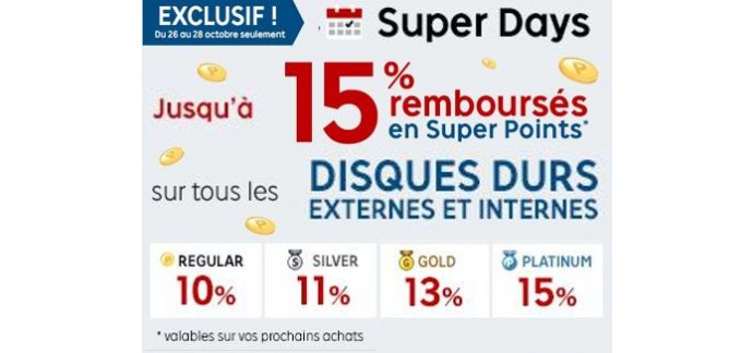 Rakuten: De 10 à 15% remboursés sur tous les disques durs externes et internes