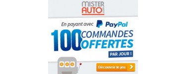 Mister Auto: 100 commandes payées par Paypal offertes chaque jour 