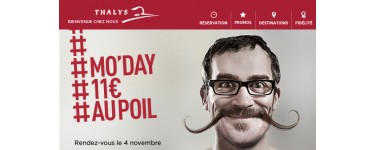 Thalys: 11.000 billets à 11€ pour voyager du 9 au 30 novembre 2015