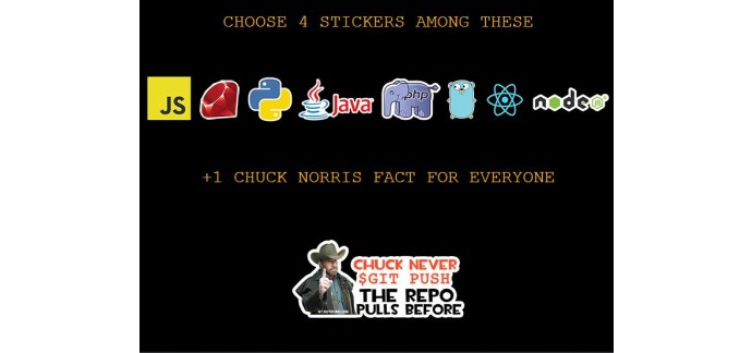 Notifuse: 4 Stickers de développeur gratuits (au choix parmi JavaScript, Ruby,... )
