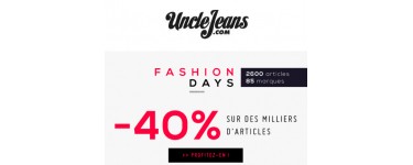 Uncle Jeans: Fashion Days : -40% sur des milliers d'articles
