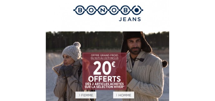 Bonobo Jeans: 20€ offerts dès 2 articles achetés sur la sélection hiver