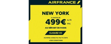 Air France: Vols Aller Retour Paris - New York à 499€ 