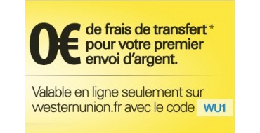 Western Union: 0€ de frais de transfert pour votre 1er envoi d'argent