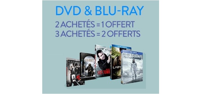 Cultura: 2 DVD ou Blu Ray achetés = 1 offert ou 3 achetés = 2 offerts