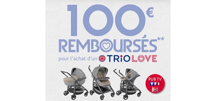 Chicco: 100€ remboursés pour l'achat d'une poussette combinée Trio Love