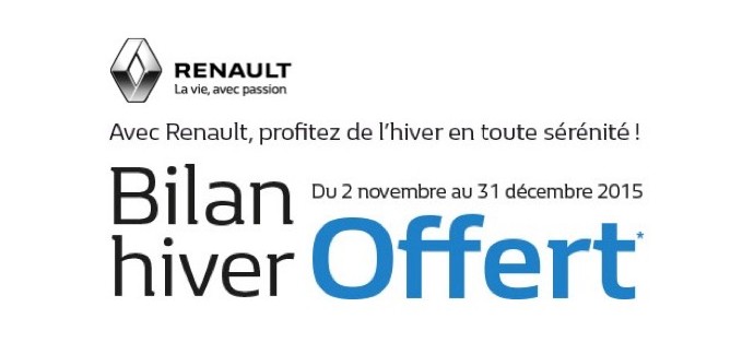 Renault: Un bilan hiver de voiture (toutes marques) offert