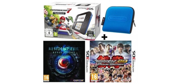 Cdiscount: Nintendo 2DS + Mario Kart 7 + Resident Evil + Tekken + Housse Bleue à 89,99€