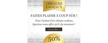 Spartoo: 1 chèque cadeau acheté = 50% de sa valeur déduit sur votre prochain achat