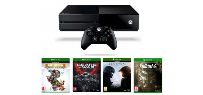 Micromania: Xbox One 1 To + 4 jeux (Rare Replay, Gear of War, Halo 5 & Fallout 4) à 399€