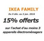 IKEA: 15% de remise sur l'achat d'au moins 3 appareils électroménagers