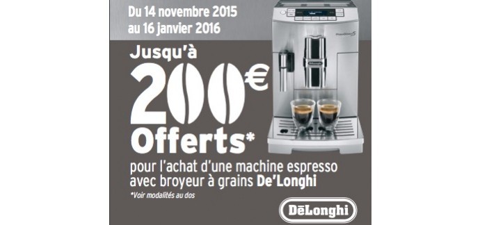 De'Longhi: Jusqu’à 200 € remboursés pour l’achat d’une machine espresso avec broyeur 