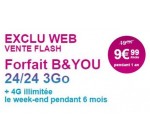 Bouygues Telecom: Forfait 24/24 + 3Go d'Internet + 4G illimitée le WE à 9,99€/mois pendant 1 an
