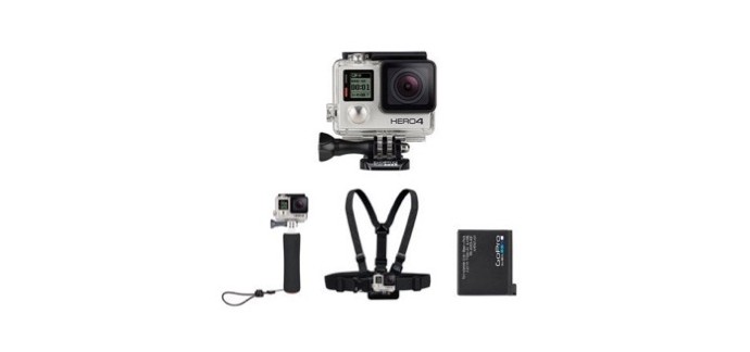 Amazon: Pack GoPro HERO4 Silver + Poignée + Batterie + Harnais de fixation à 359€