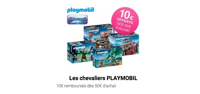 Shopmium: 10€ remboursés des 50€ d'achat sur Playmobil Chevaliers ou Super 4