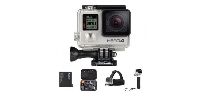 Amazon: GoPro HERO4 Silver + Poignée + Batterie + Bandeau + Etui de transport à 369€