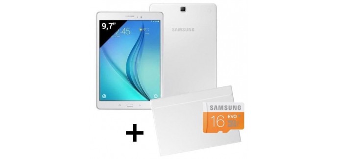 Cdiscount: Tablette Samsung Galaxy Tab A 9.7" 16Go WiFi + Book Cover + MicroSD 16Go 239,99€