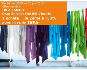 IKEA: Drap de bain FRAJEN 70x140 : 1 acheté = le 2ème à - 50%