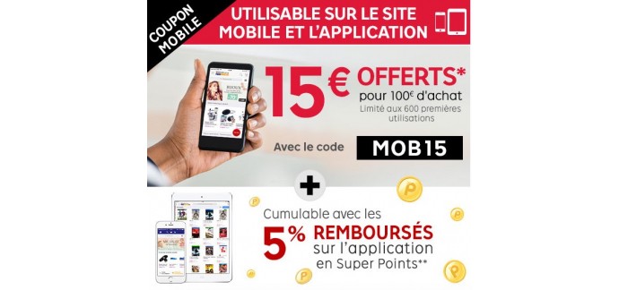 Rakuten: 15€ de réduction dès 100€ d'achat via les applications ou le site mobile