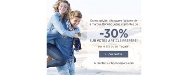 Bonobo Jeans: 30% de réduction sur votre article préféré valable sur le site et en magasin