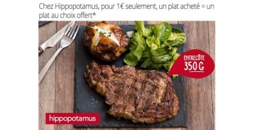 Groupon: Pour 1€, 1 plat acheté = 1 plat au choix offert dans les restaurants Hippotamus