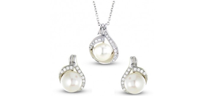 Carrefour: Parure collier et boucles d'oreilles perles d'eau douce à 29,90€