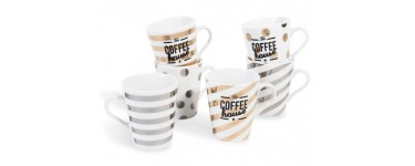 Maisons du Monde: Coffret 6 tasses à café en porcelaine COFFEE HOUSE à 10,95€