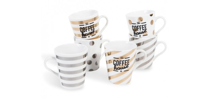 Maisons du Monde: Coffret 6 tasses à café en porcelaine COFFEE HOUSE à 10,95€