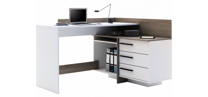 Home24: Bureau d'angle avec espaces de rangement à 129,99€