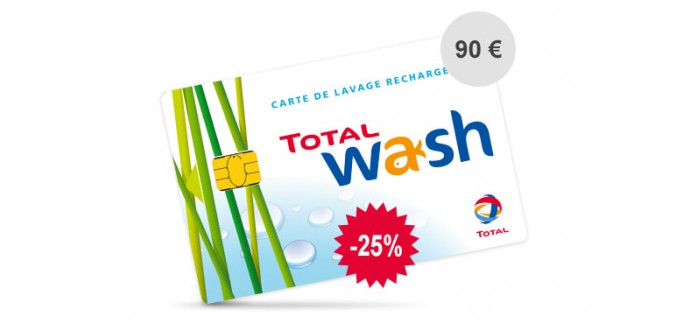 Total: Carte de lavage à 67,50€ au lieu de 90.00€