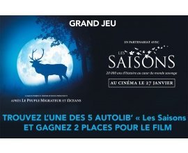 Autolib: 2 invitations pour aller voir le film "Les Saisons" à gagner