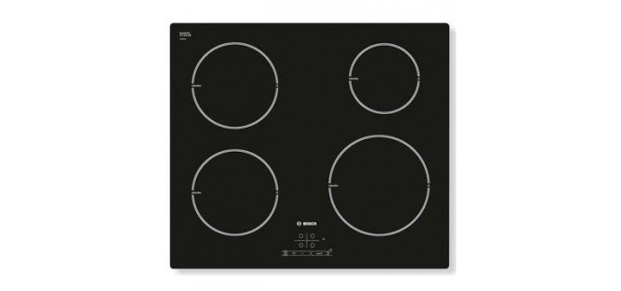 Conforama: Table de cuisson à induction 4 foyers coloris noir BOSCH PIE611B18E à 269,50€