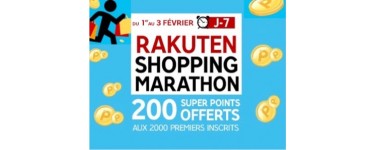 Rakuten: Rakuten Shopping Marathon : 2€ offerts aux 2000 premiers inscrits