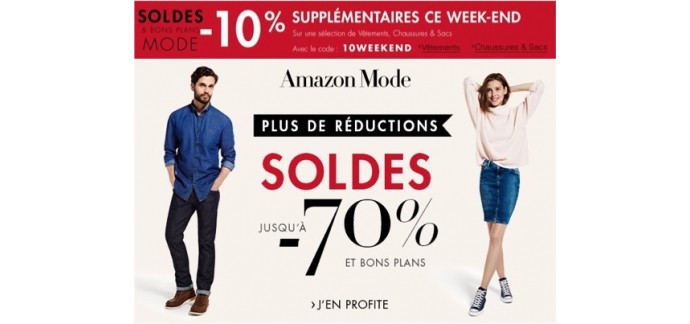 Amazon: -10% supplémentaires sur une sélection de vêtements, chaussures & sacs en soldes