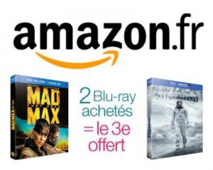 Amazon: 2 Blu-ray achetés = le 3e offert parmi plus de 2500 titres différents