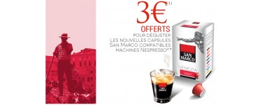 Café San Marco: 3€ offerts sur les capsules