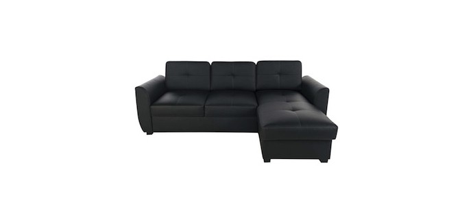 Conforama: Canapé d'angle convertible coloris noir à 399€ au lieu de 787,50€