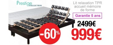 Auchan: Lit relaxation TPR accueil mémoire de forme 160x200cm DORSOFLEX à 899,10€