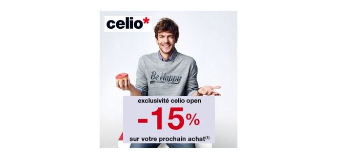Celio*: - 15% sur votre prochain achat en rejoignant le programme Celio Open