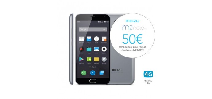Rue du Commerce: Smartphone Meizu M2 Note 16 Go Silver à 79€ (50 euros via ODR)