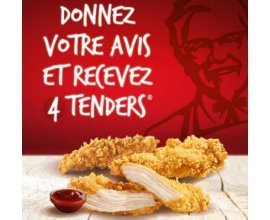 KFC: 4 tenders offerts en donnant votre avis sur votre restaurant