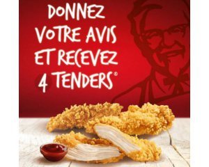 KFC: 4 tenders offerts en donnant votre avis sur votre restaurant