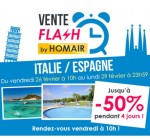 Homair Vacances: Vente Flash : jusqu'à -50% pendant 4 jours sur les locations en Italie & Espagne
