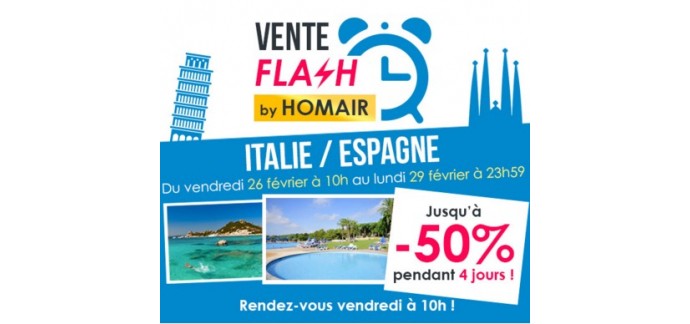 Homair Vacances: Vente Flash : jusqu'à -50% pendant 4 jours sur les locations en Italie & Espagne