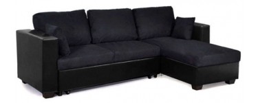 Conforama: Canapé d'angle réversible et convertible 4 places SALLY coloris noir à 379€