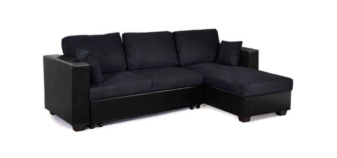Conforama: Canapé d'angle réversible et convertible 4 places SALLY coloris noir à 379€
