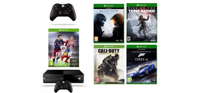 Cdiscount: Xbox One 1 To + FIFA 16 + Halo 5 + COD AW + Forza 6 + 2e Manette à 349,99€