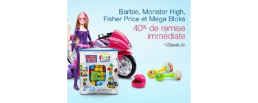 Amazon: -40% sur une sélection de jouets Barbie, Monster High, Fisher Price & Mega Bloks