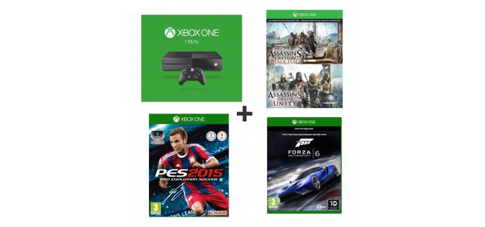 Auchan: Xbox One 1 To + 4 jeux (Forza 6, PES 2015 et 2 Assassin's Creed) à 349,02€